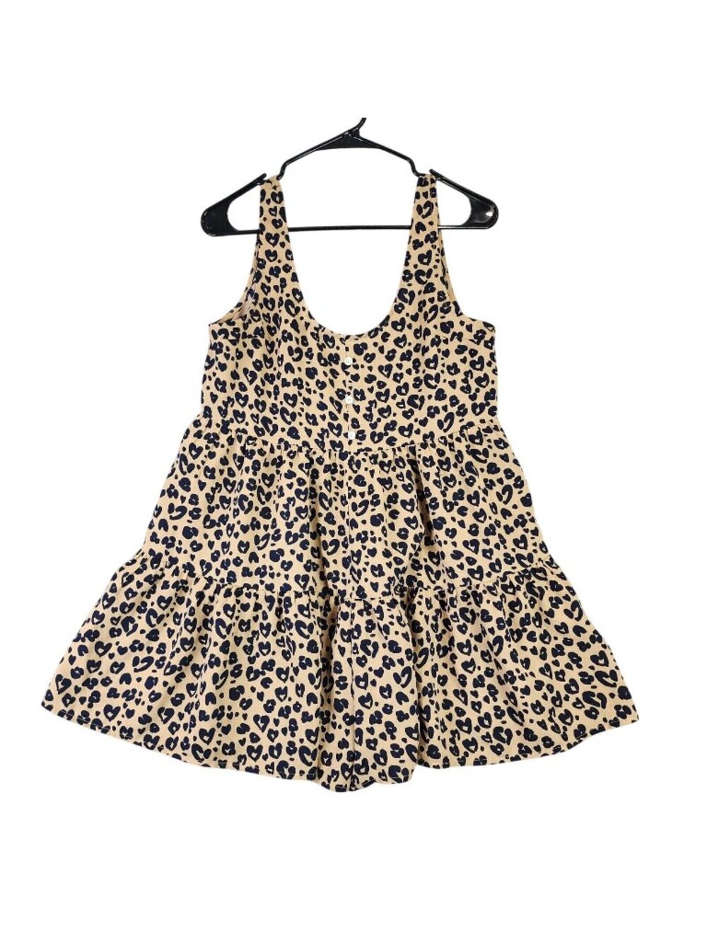 Womens BaeVely Brown & Black Animal Print Tiered Tank Dress Polyester Size S